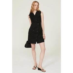 TOCCIN X RTR Black Black Trench Wrap Dress Size 6 with Stain & Fraying